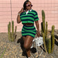 Women's Cropped Striped Shirt Collar Suit