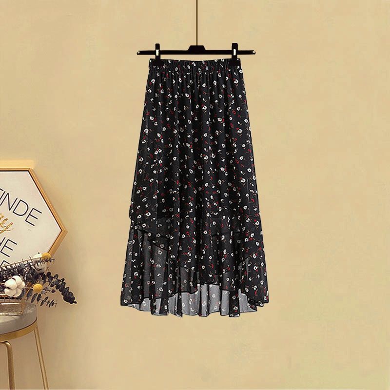 Chic Chiffon T-shirt And High-waisted Skirt Two-piece Set