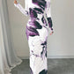 Womens Printed Slim-Fit Long-Sleeve Dress