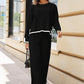 Women's Knitted 2-piece Set Long Sleeve Loose Top Wide Leg Pants Suit