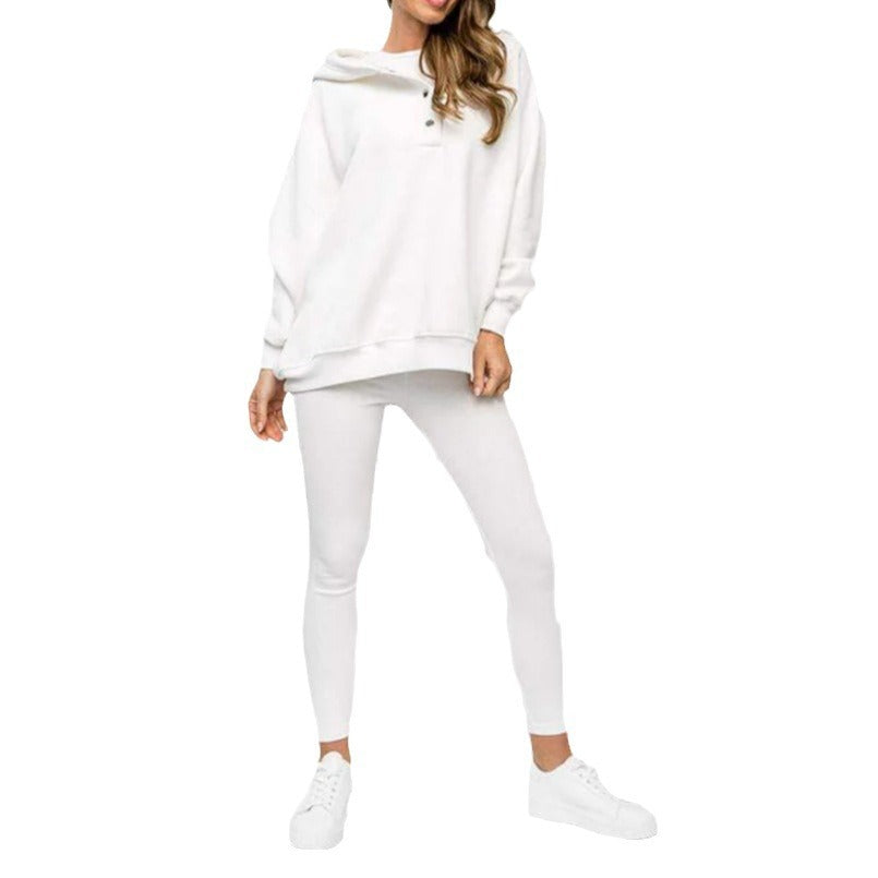 Casual Hooded Sweater Thickened Thread Fitted Vest Pants Three-piece Set