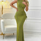 European And American-style Summer Slim-fit Fishtail Asymmetrical Top And Lace-up Maxi Skirt Set
