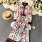 Women's Pleated Printed Dress Long Skirt