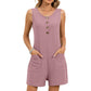 Womens Single-breasted Vest And Shorts Jumpsuit