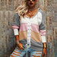 Ladies Cardigan Tie Sweater Long Sleeve Contrast Patchwork Jacket