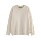 American Retro Simple Solid Color Crew Neck Pullover Sweater Men And Women