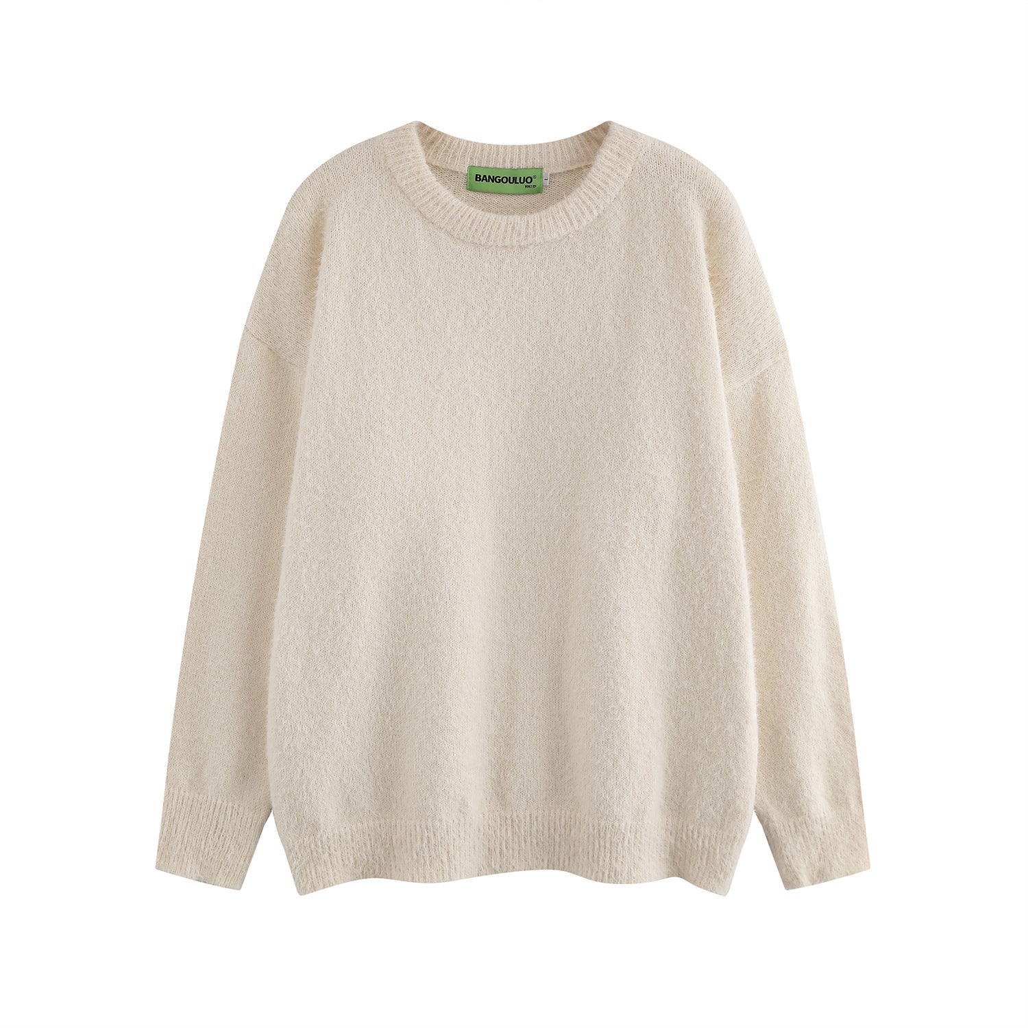 Pull ras du cou style rétro américain simple et uni pour hommes et femmes
