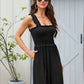 Women's Solid Color One-piece Shorts With Suspenders