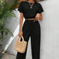 Women's Pants Set Loose Texture Solid Color Casual Two Piece Suit Earthy Clothes