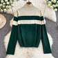 Casual Knitted Long Sleeve Wide Leg Pants Set