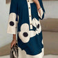 Autumn Half-sleeve Printed Loose And Elegant Shirt Dress