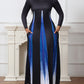 Elegant Socialite Printed Gradient Long Dress