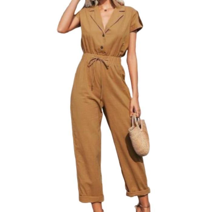 Combinaison à cordon de serrage à taille élastique pour femmes, nouveau style de commerce extérieur européen et américain