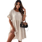 Loose Pleated Solid Color Dress
