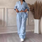 Ensemble deux pièces à lacets et pantalon large pour femme