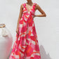 Women's Printed V-neck Large Swing Suspender Dress