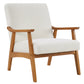 Armrests In Solid Wood, Upholstered, Teddy Velvet, Off-white, Interior Lounge Chair