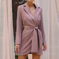 Lapel And Waist Tight Design Lace Up Dress