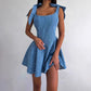 Fashion Square Collar Lace Up Fishbone Waist Dress