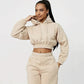 Women's Fleece-lined Casual Sports Drawstring Hooded Trousers Suit Two-piece Set