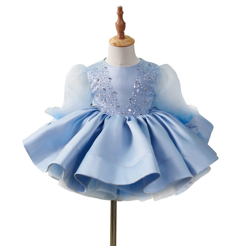 Girls' Blue Party European And American Children Umbrella Princess Dress