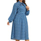 Robe à manches longues bouffantes à imprimé taille haute, style européen et américain