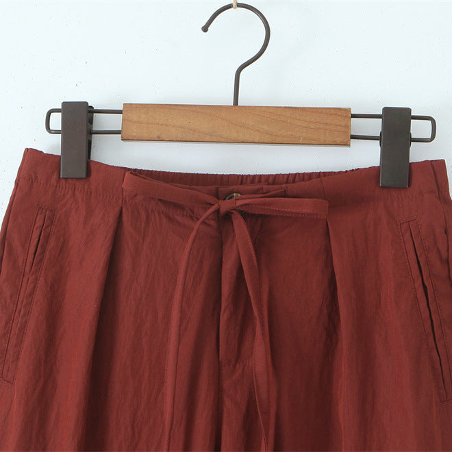 Spring And Summer Double-layer Gauze Home Pants Cotton Japanese Loose Casual Trousers