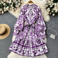 Single-breasted Ruffled Printed Dress