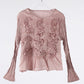 Solid Color Embroidered Long-sleeved Top Handmade Pleated Two-piece Overskirt Suit