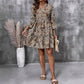 Womens Printed Casual Dress With A Stand-Up Collar