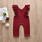 Ruffle Edge Sleeve Solid Color Jumpsuit