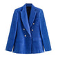 Textured Double-breasted Blazer