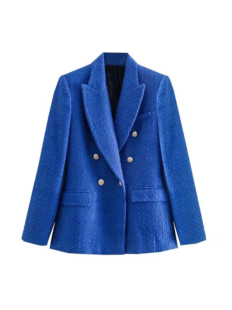 Textured Double-breasted Blazer
