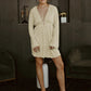 Robe moulante à lacets et col en V, manches trompette, paillettes, tendance, pour femme