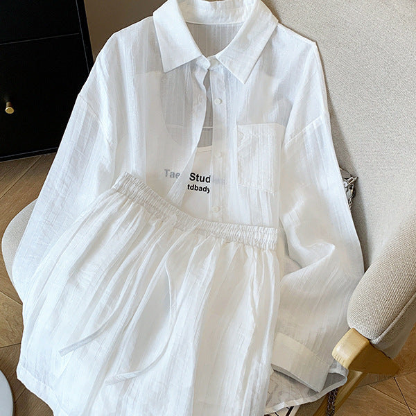 Womens Outerwear Top And Wide-leg Shorts Two-piece Set