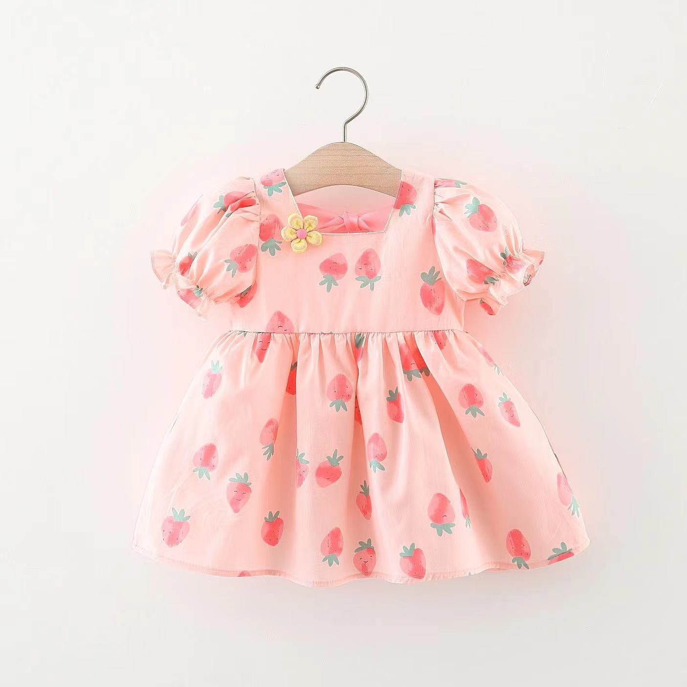 Girls' Fashion Casual Short-sleeved Printed Dress