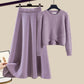 Irregular Gentle Style Knitted Sweater Skirt Suit