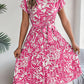 Robe plissée à manches courtes et ourlet large, élégante, style européen et américain