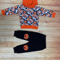 Boys Fashion Pumpkin Letters Printed Hooded Sweatshirt Pants Set