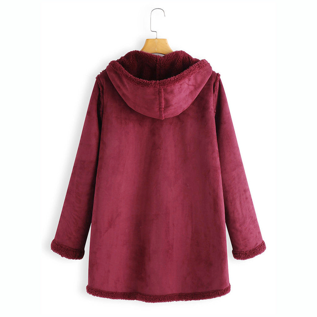 Manteau d'hiver chaud à capuche en peluche