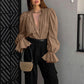 Women's French Jacquard Puff Sleeve Shirt