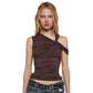 Shoulder Irregular Lace-up Vest Top