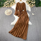 French Style Women's Temperament Twinset Design Sense Lace-up Waist-controlled Fashionable Long Sleeve