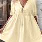 Deep V-neck Design Chest Lace-up A- Line Dress