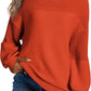 Solid Color Lantern Sleeve Pullover Round Neck Sweater