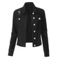 Women's Fashionable Temperament Slim-fit Buttoned Ripped Denim Jacket