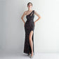 19533  Handmade Sequin Craft Beaded One-shoulder Fishtail Skirt
