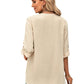 Spring And Summer Women's Clothing Fashion Solid Color Loose V-neck 34 Sleeves Top