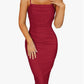 Mesh Fishbone Pleated Backless Sling Dress