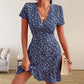 Fashion V-neck Loose Casual Holiday Floral Print Dress Women